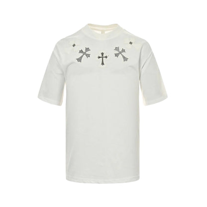 CHROME HEARTS CROSS PATCH COLLAR T-SHIRT WHITE