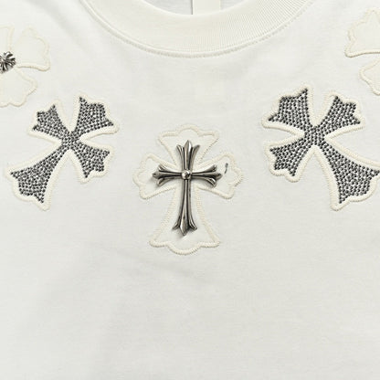 CHROME HEARTS CROSS PATCH COLLAR T-SHIRT WHITE