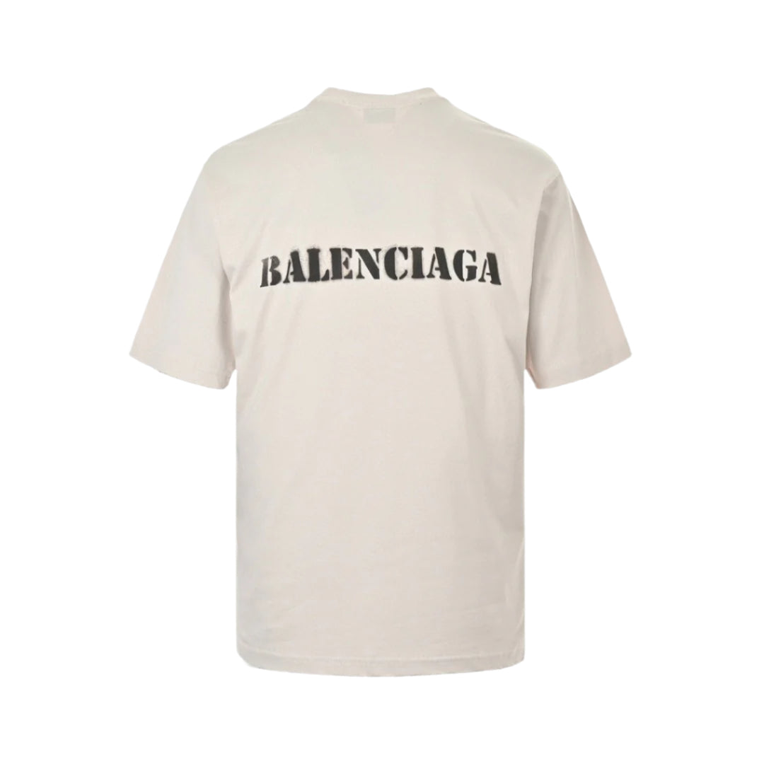 BALENCIAGA STENCIL LOGO T-SHIRT BEIGE
