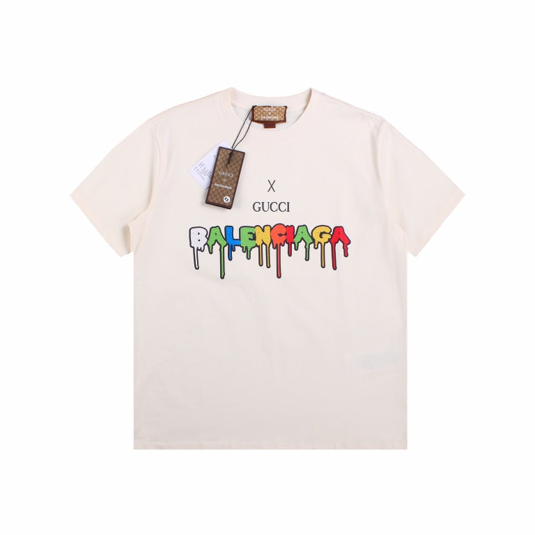 GUCCI x BALENCIAGA DRIP LOGO T-SHIRT CREAM