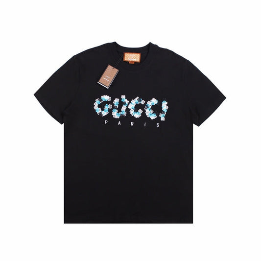 GUCCI x BALENCIAGA FLOWER LOGO T-SHIRT BLACK