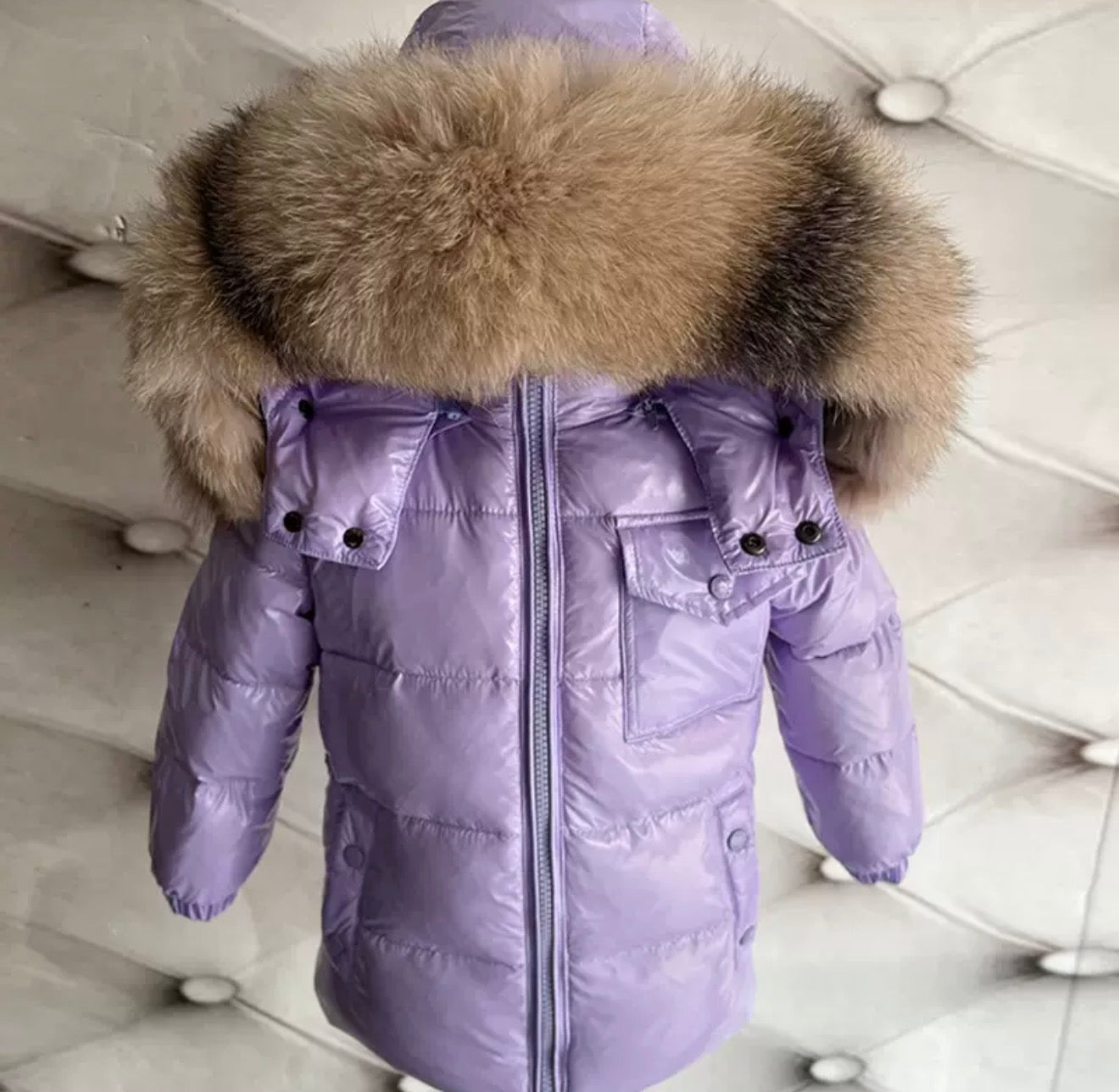 MONCLER KIDS COAT FUR PURPLE