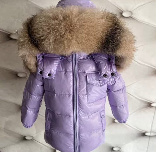MONCLER KIDS COAT FUR PURPLE