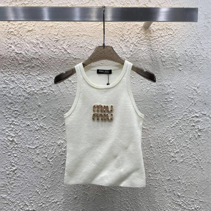 MIU MIU GOLDEN LETTERS TANK TOP