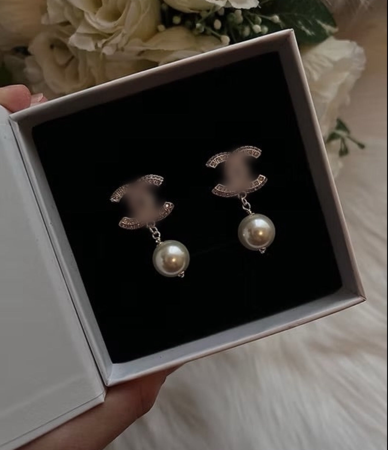 CC pearl earrings