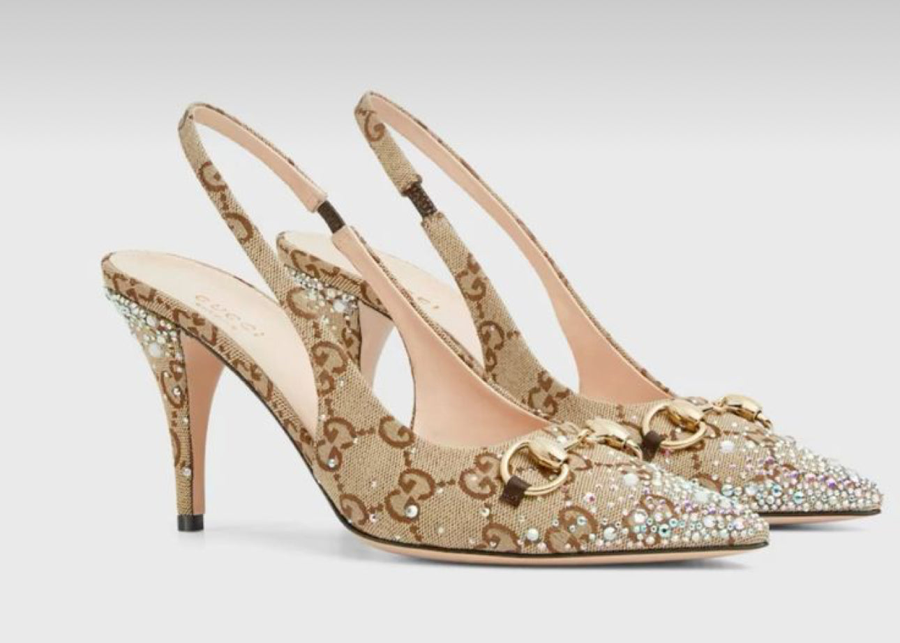 GG rhinestone heels