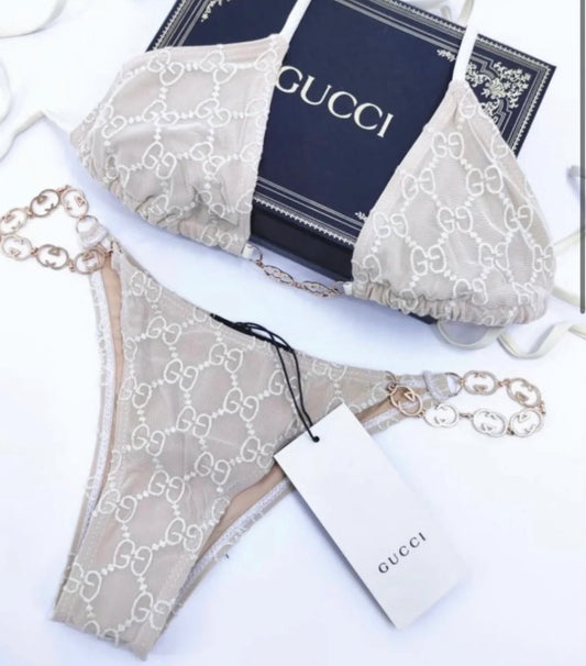 GG BEIGE CHAIN BIKINI