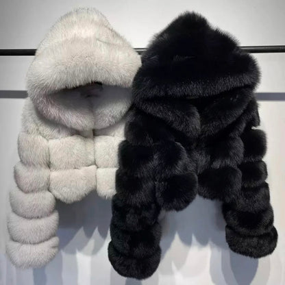 CROPPED MINI HOODED COAT