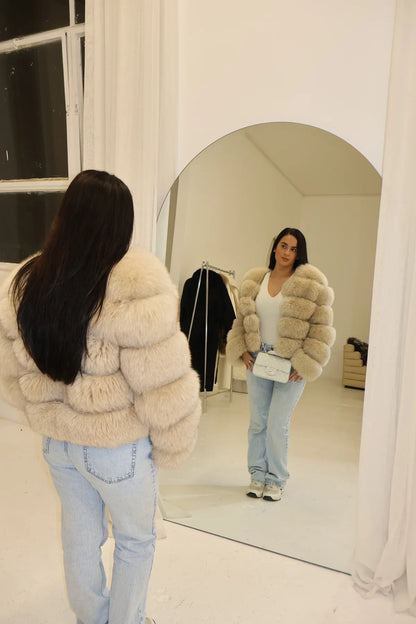 BUBBLE CROPPED BEIGE IVORY