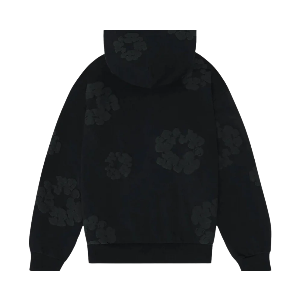 DENIM TEARS THE COTTON WREATH HOODIE BLACK MONOCHROME