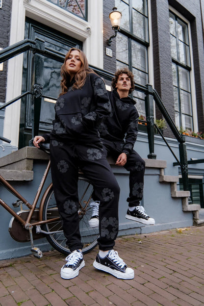 DENIM TEARS THE COTTON WREATH HOODIE BLACK MONOCHROME