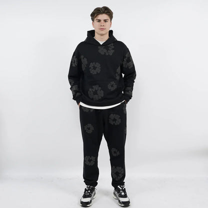 DENIM TEARS THE COTTON WREATH HOODIE BLACK MONOCHROME