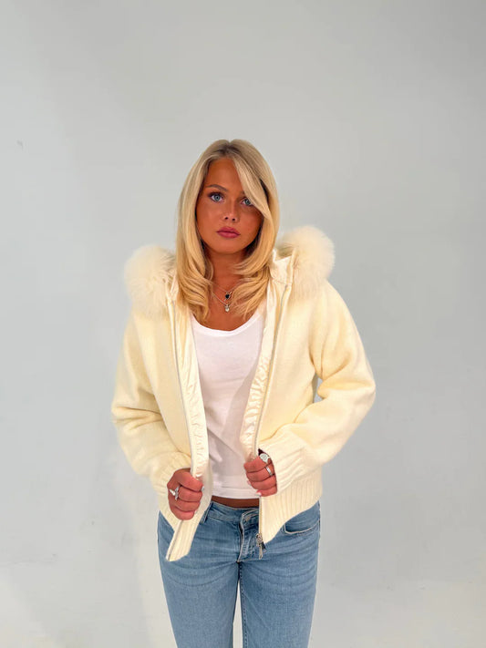 FUR ZIP JACKET WHITE