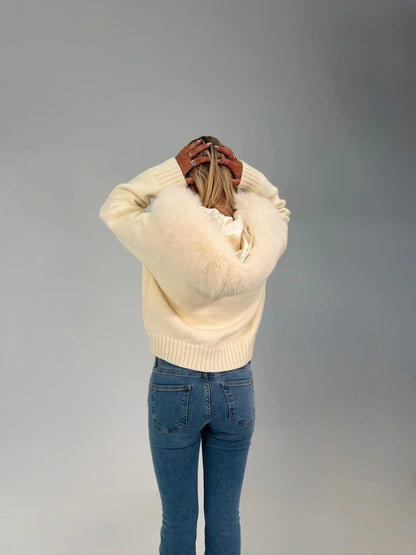 FUR ZIP JACKET WHITE