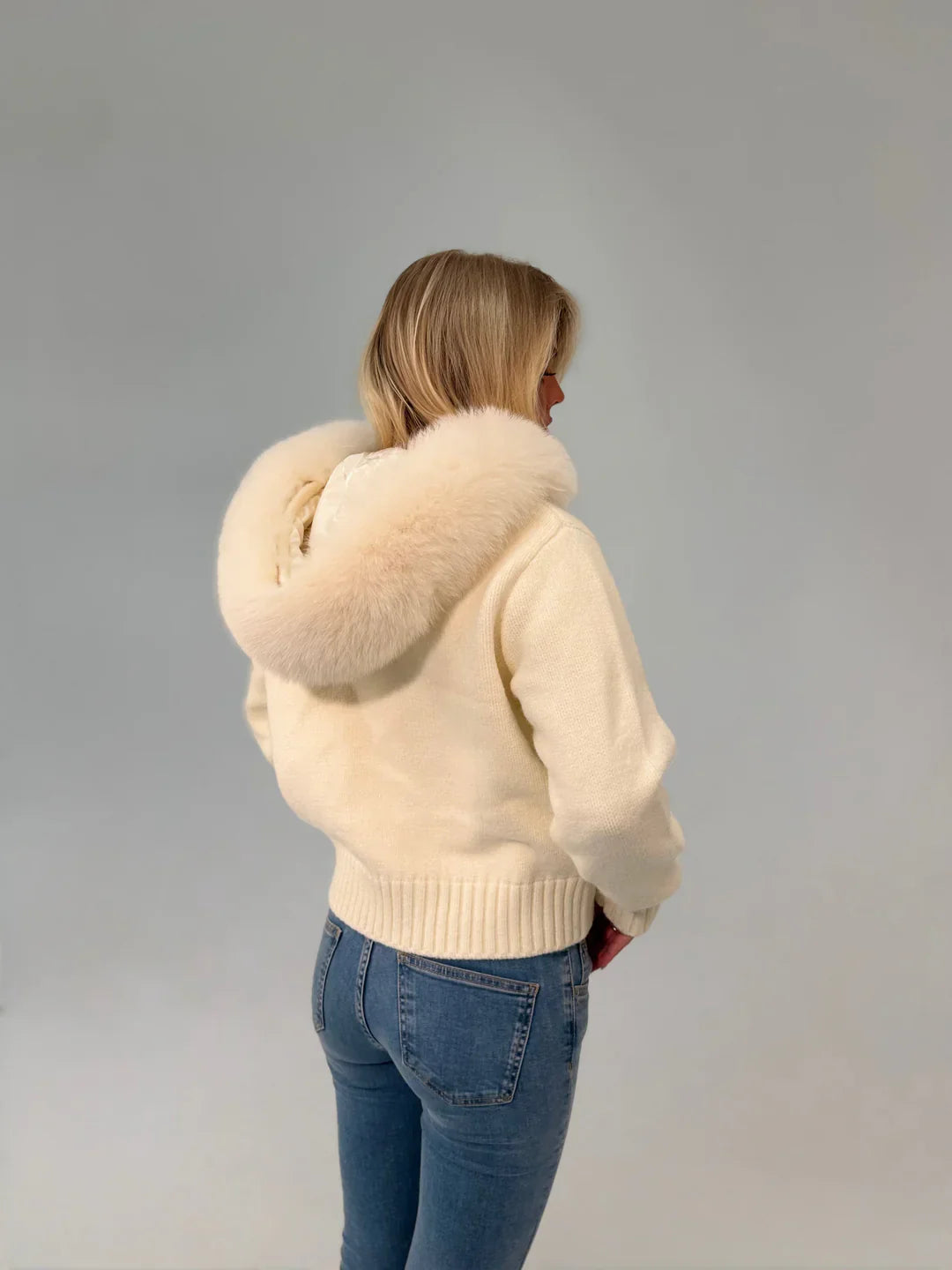FUR ZIP JACKET WHITE