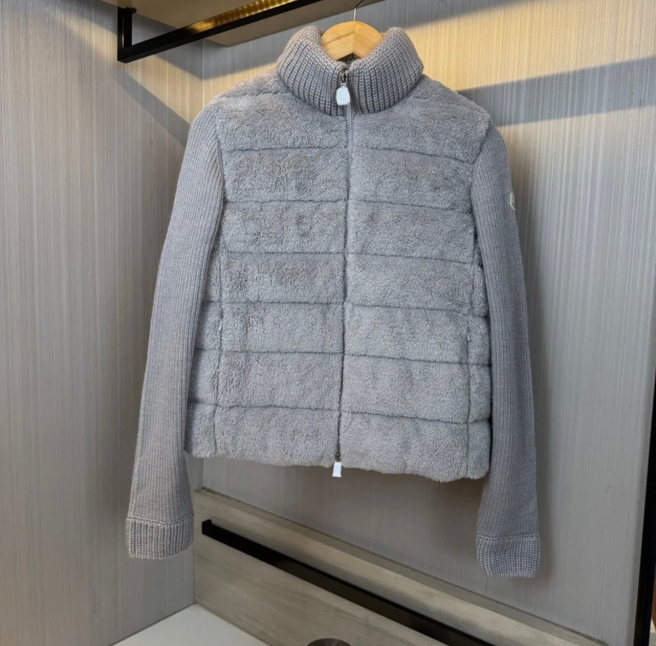 MONCLER WOOL & TEDDY ZIP JACKET