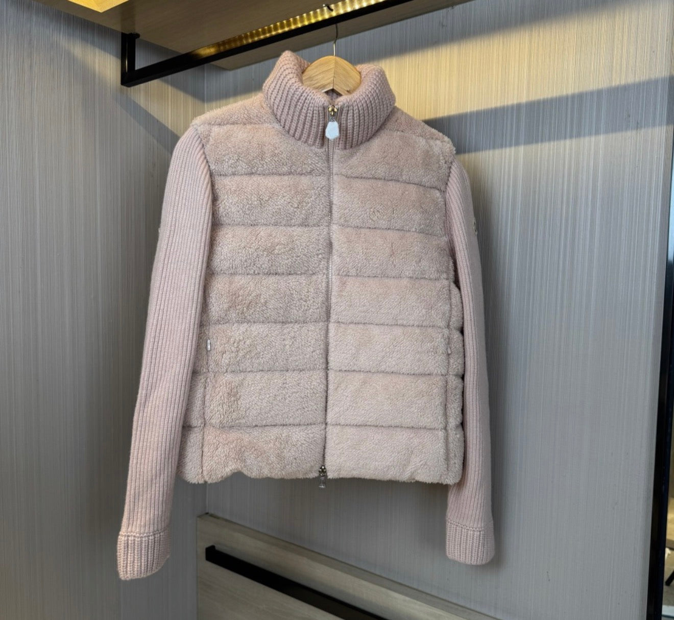 MONCLER WOOL & TEDDY ZIP JACKET