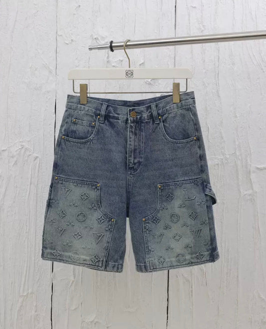 LV denim shorts long