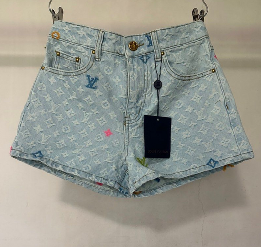 LV MONOGRAM DENIM SHORTS