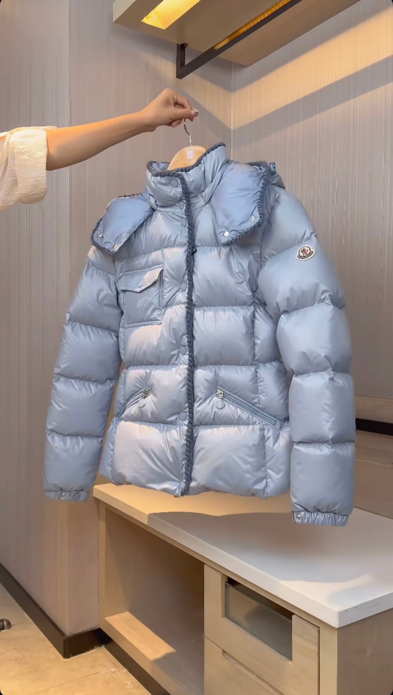 MONCLER COAT LIGHT BLUE