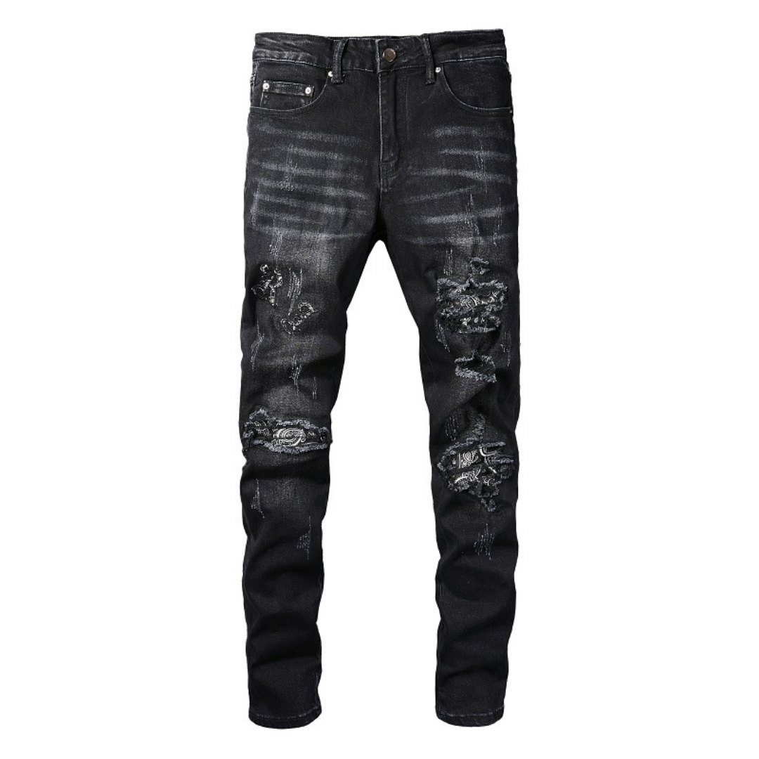 Amr Black Bandana Camo Jeans