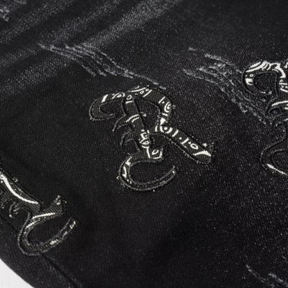 Amr Black Bandana Camo Jeans