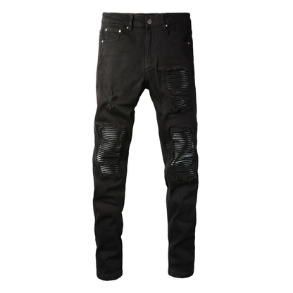 Amr Black Patch Ripped Jeans