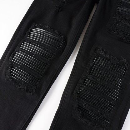Amr Black Patch Ripped Jeans