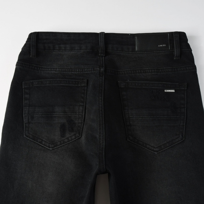 Amr Blue Ripped Patch Jeans