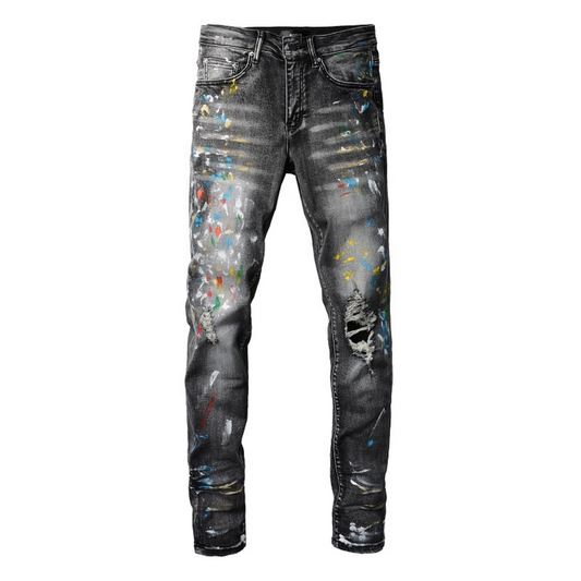 Amr Distressed Paint Jeans