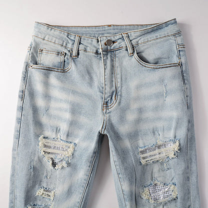 Amr Light Blue Patch Jeans