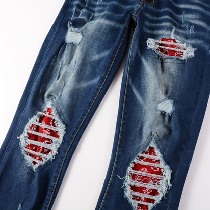 Amr Red Bandana Jeans