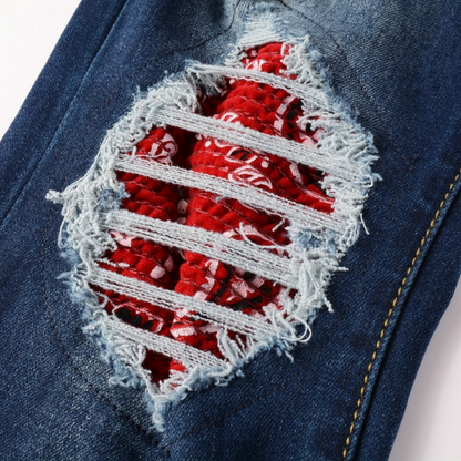 Amr Red Bandana Jeans