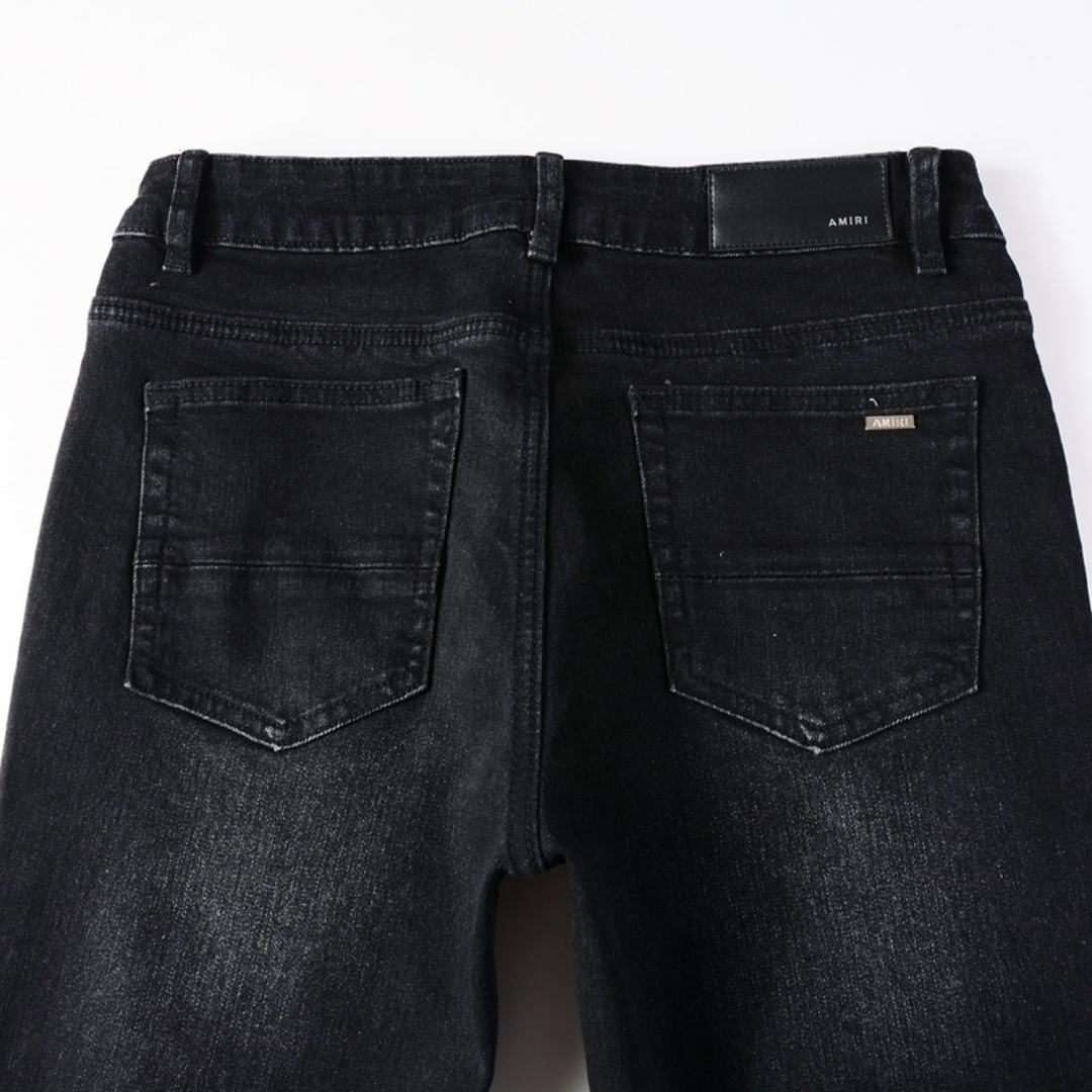 Amr Ripped Patch Black Jeans