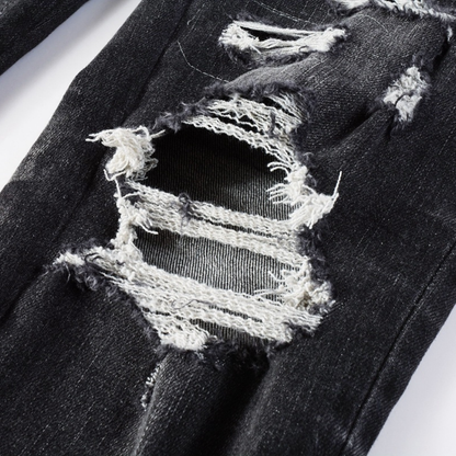 Amr Staggered Logo Black Jeans