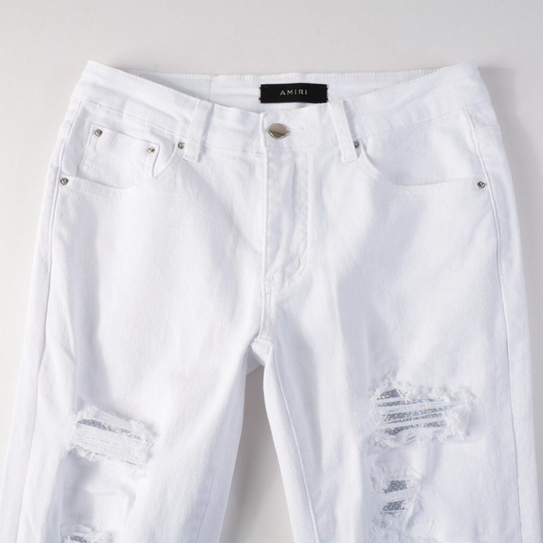 Amr White Ripped Jeans