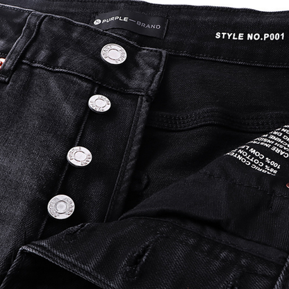 Purple Distressed Paint Jeans