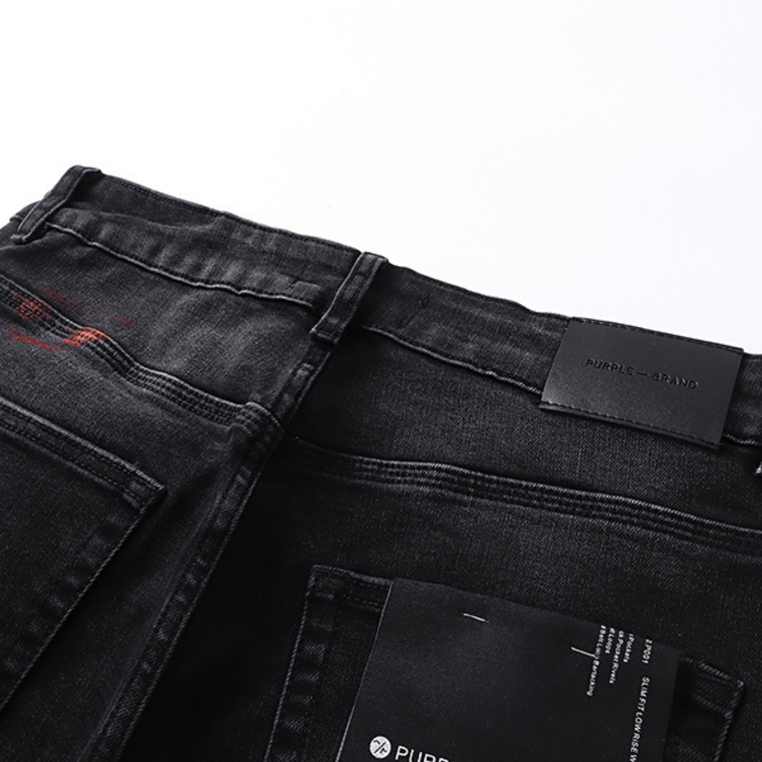 Purple Distressed Paint Jeans