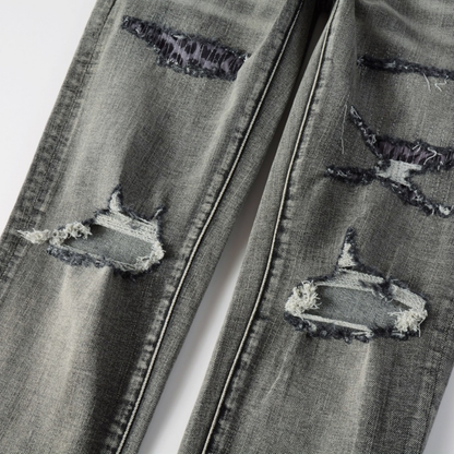 Purple Grey Ripped Jeans