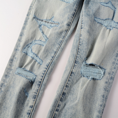 Purple Light Blue Patch Jeans