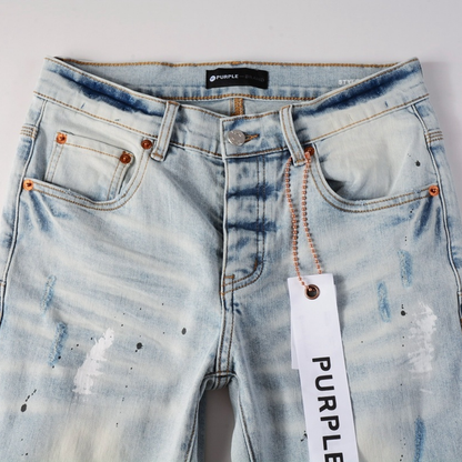 Purple Paint Light Blue Jeans
