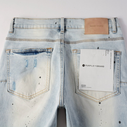 Purple Paint Light Blue Jeans