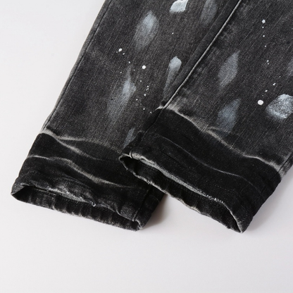 Purple Paint Ripped Jeans