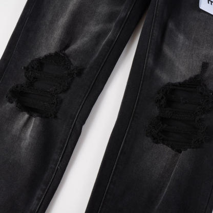 Purple Ripped Black Jeans