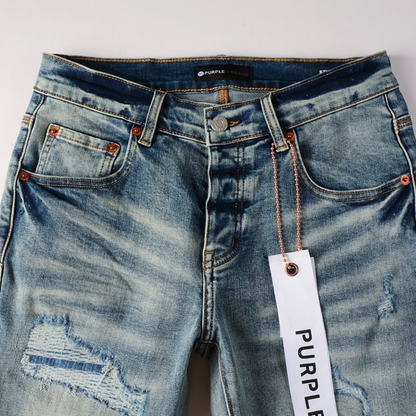 Purple Ripped Blue Jeans