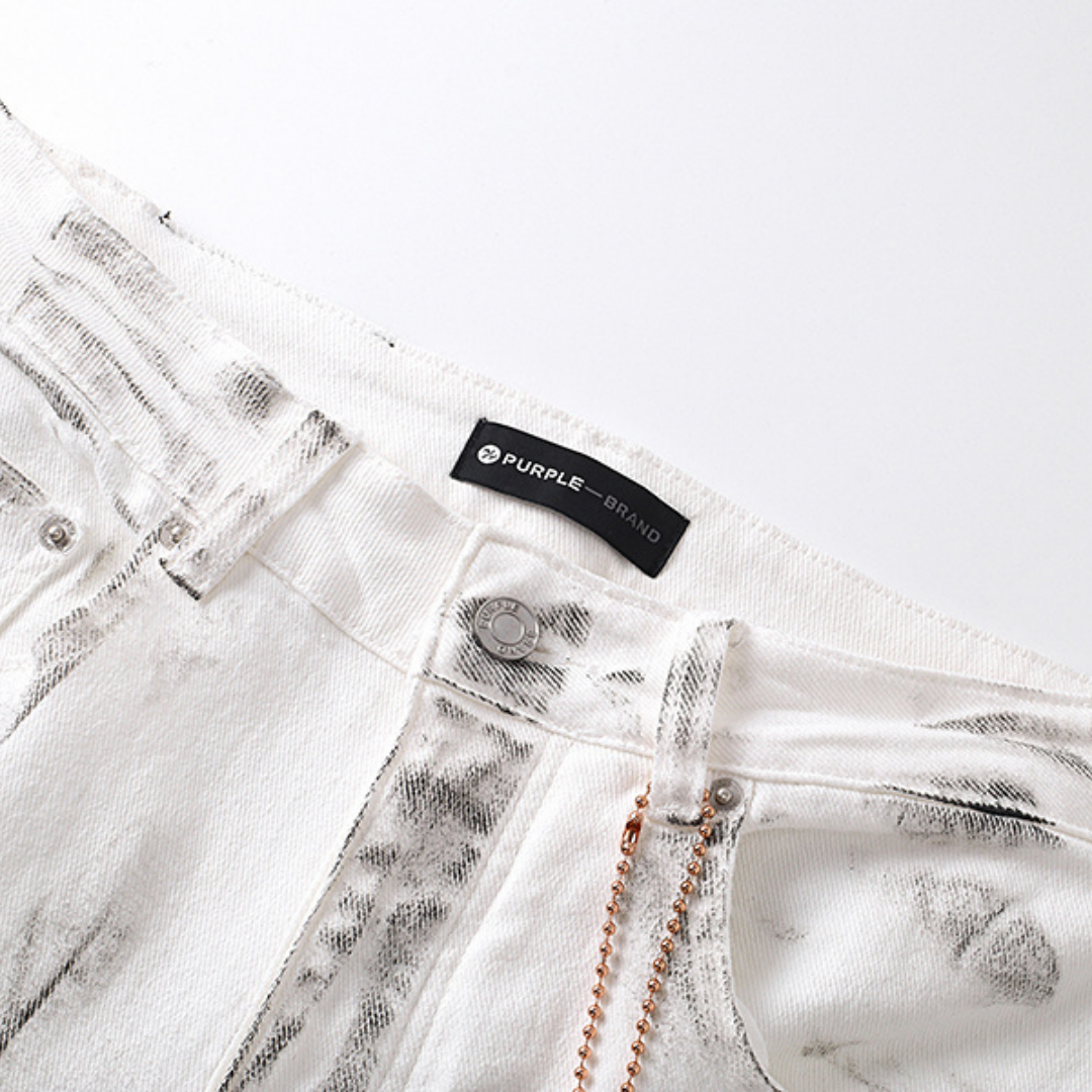 Purple White Distressed Jeans