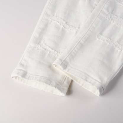 Purple White Ripped Jeans