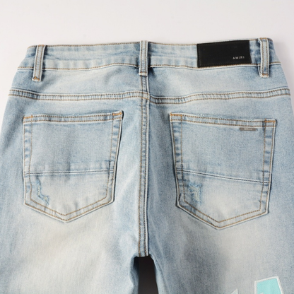 Amr Light Blue Patch Jeans