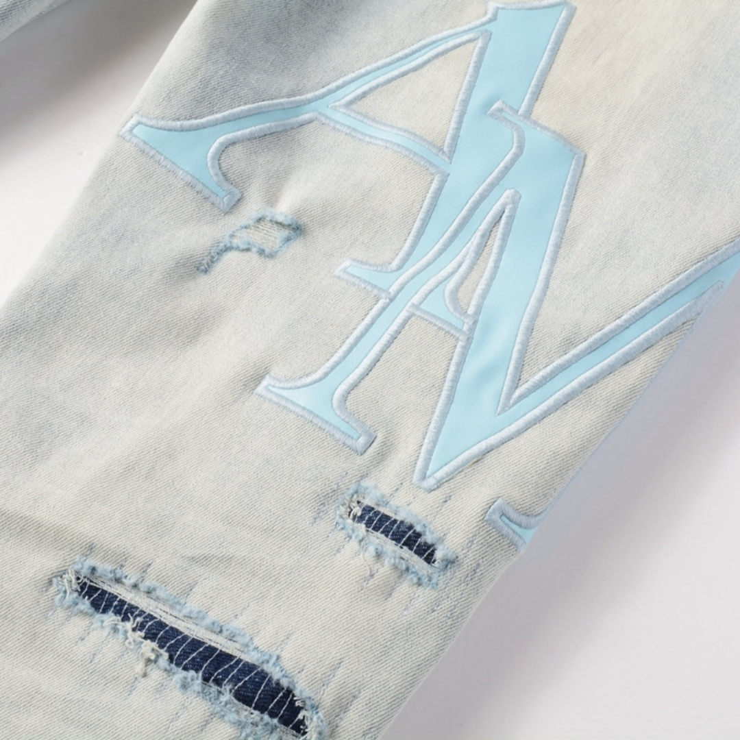 Amr Staggered Light Blue Jeans
