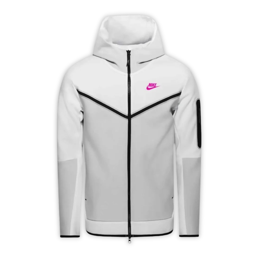 Tech White/Pink Full-Zip Hoodie
